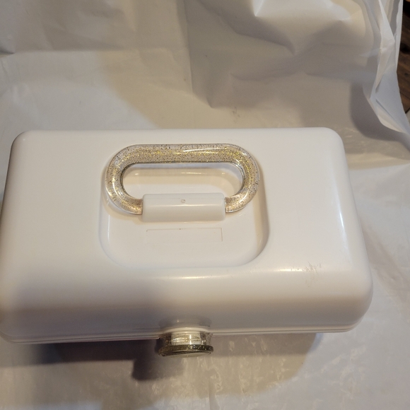 Caboodle original white top pink bottom with sparkle gold latch and handle - Picture 3 of 9